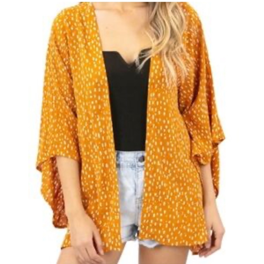 Rip Curl Mustard and White Patterned Kimono